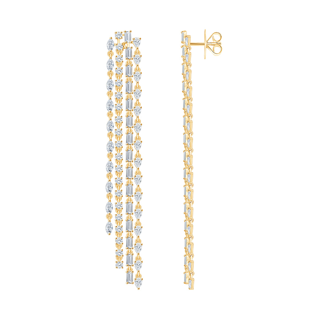 Mixed Cut FourStrand Drop Earrings