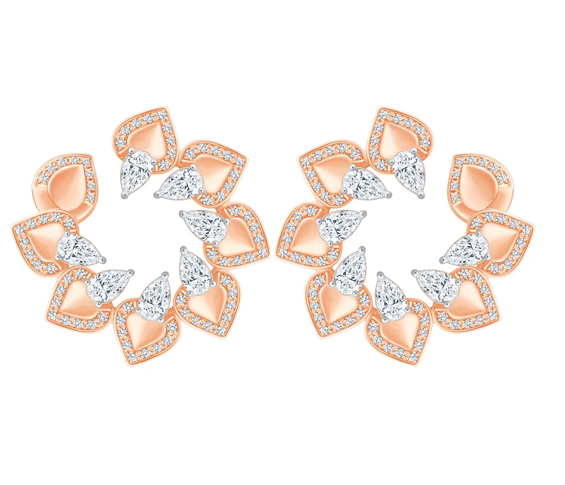 Pear Cut Open Floral Stud Earrings