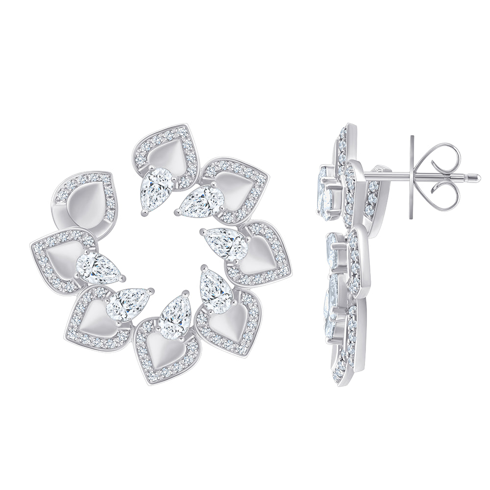 Pear Cut Open Floral Stud Earrings