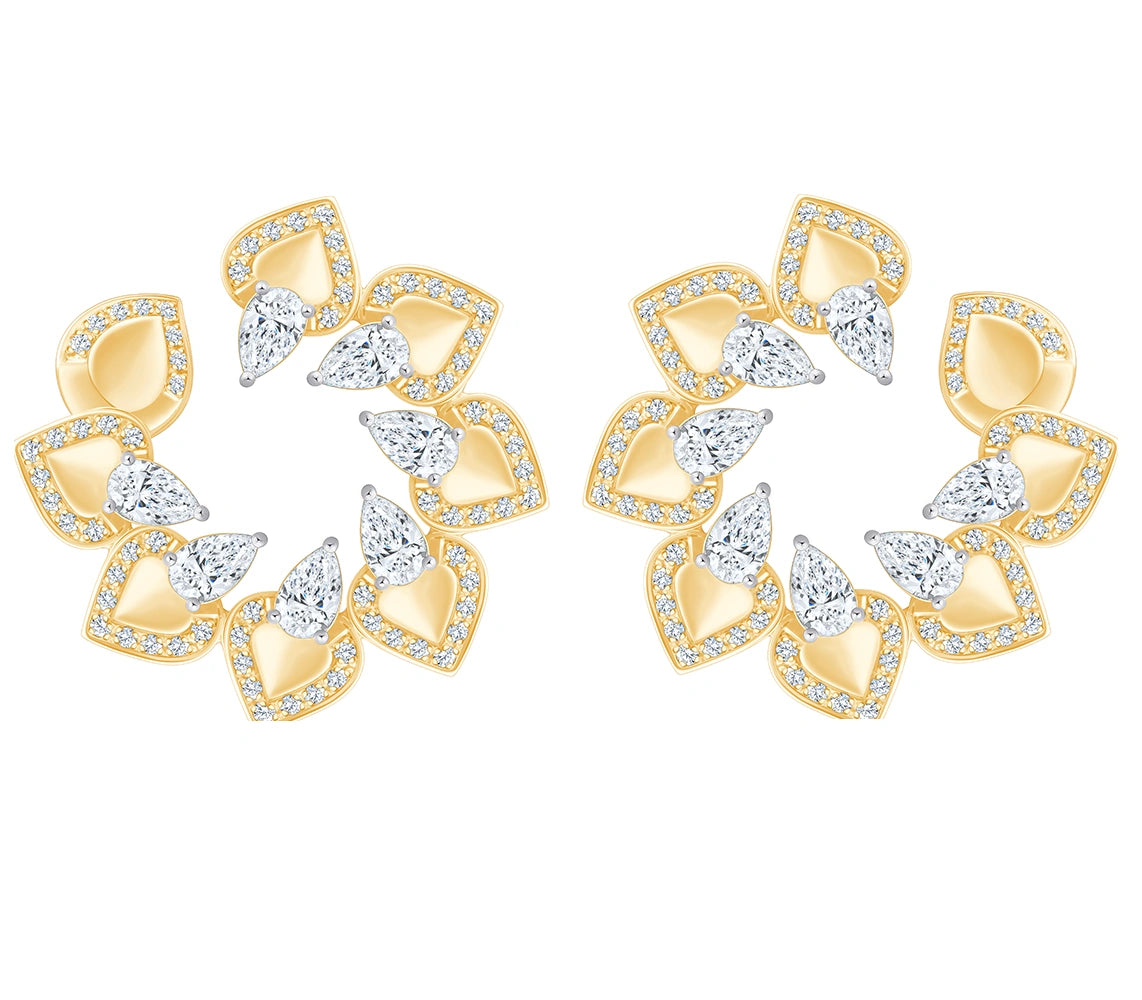 Pear Cut Open Floral Stud Earrings