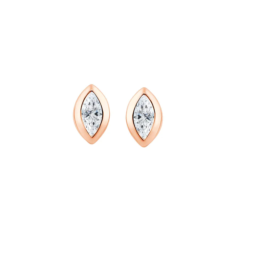 Marquise Cut Bezel Set Stud Earrings