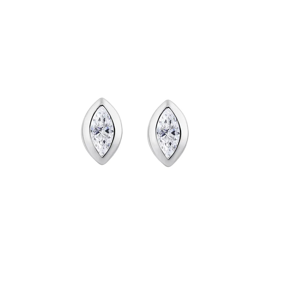 Marquise Cut Bezel Set Stud Earrings