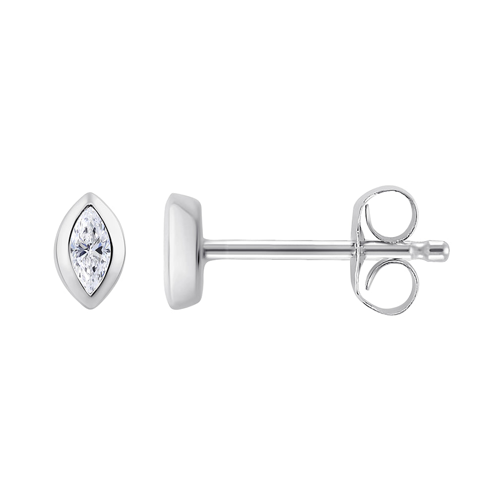 Marquise Cut Bezel Set Stud Earrings