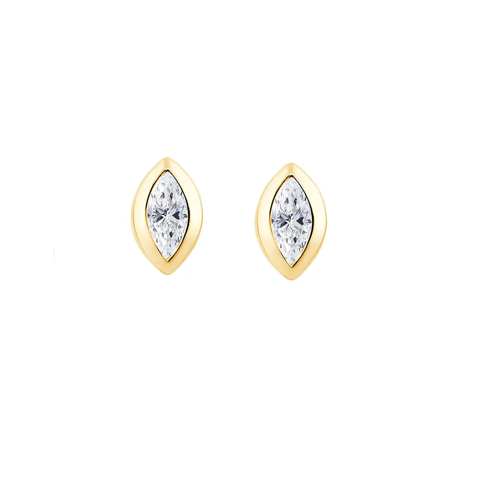 Marquise Cut Bezel Set Stud Earrings
