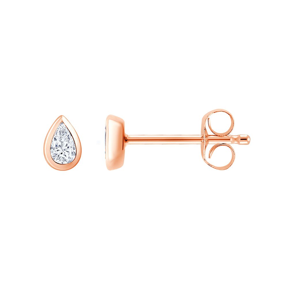 Pear Cut Bezel Set Stud Earrings
