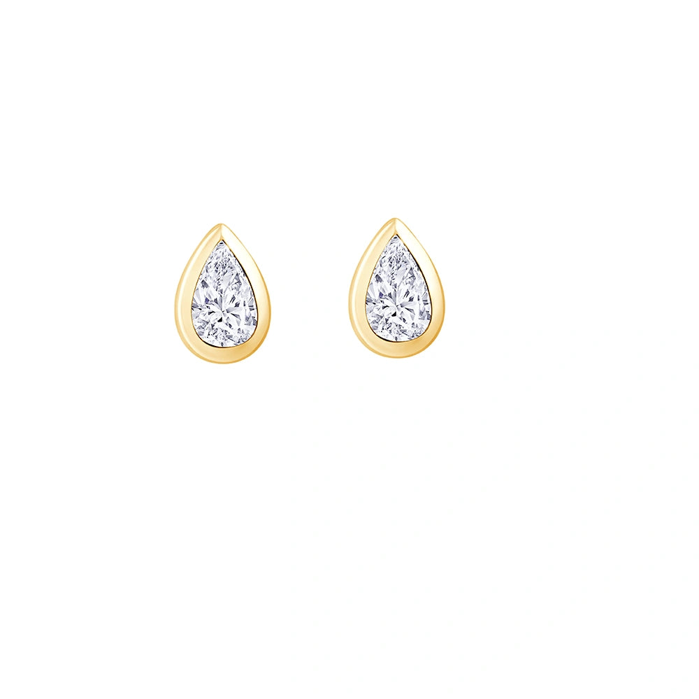 Pear Cut Bezel Set Stud Earrings
