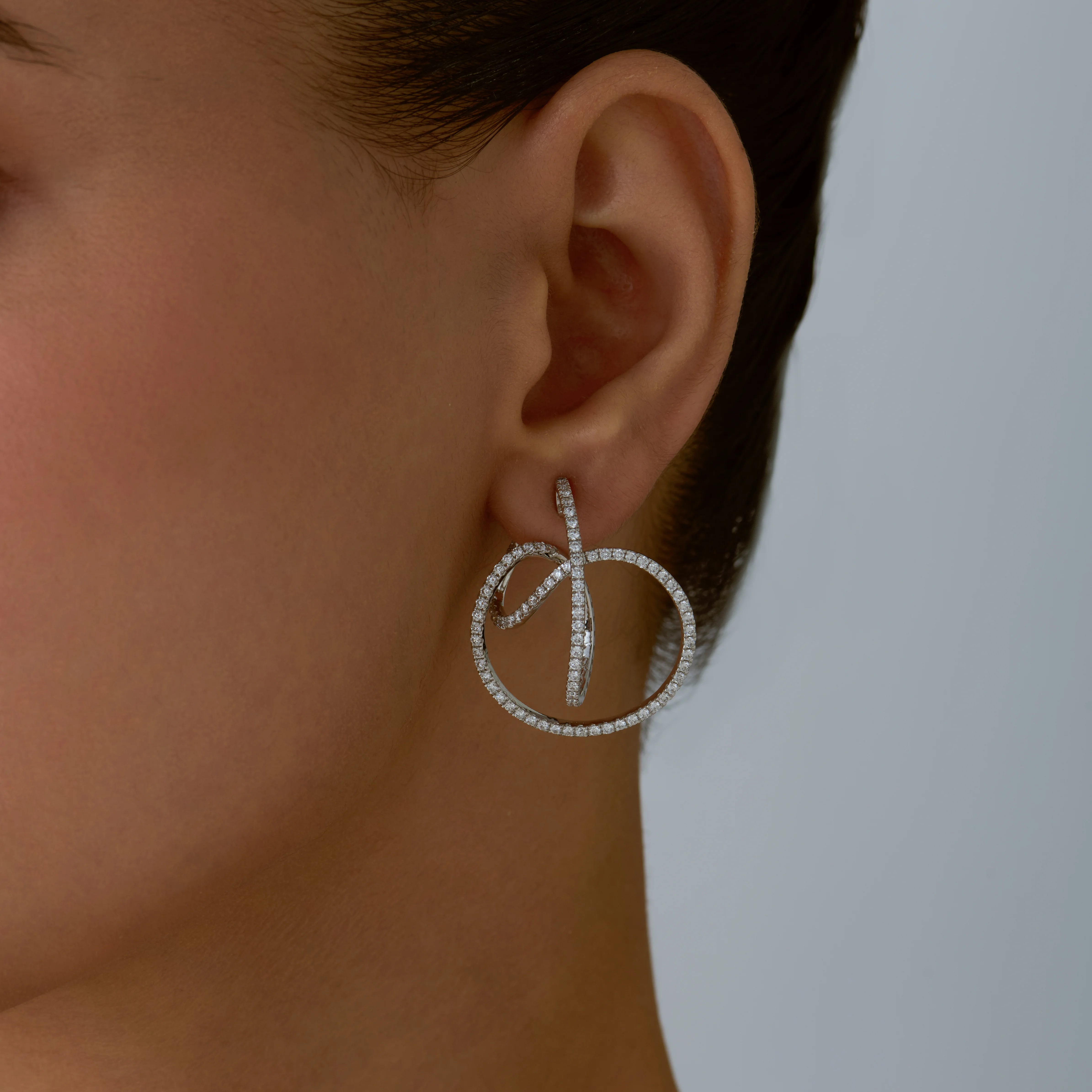 Brilliant Cut Swirl Hoop Earrings