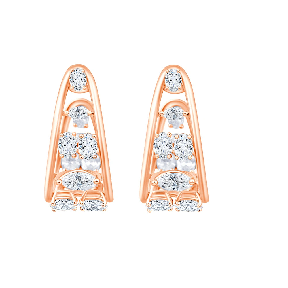 Mixed Cut Tapered Hoop Earrings