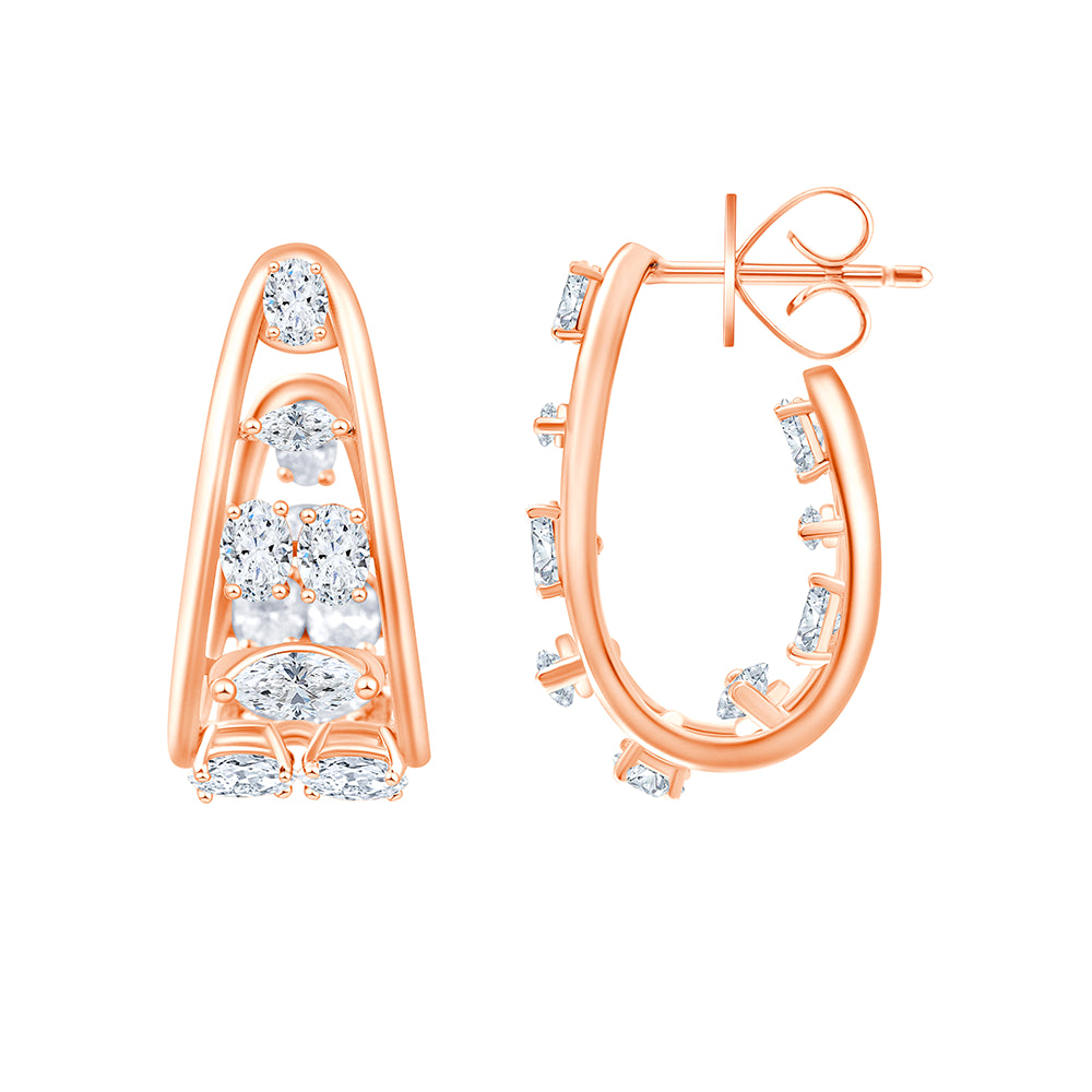 Mixed Cut Tapered Hoop Earrings