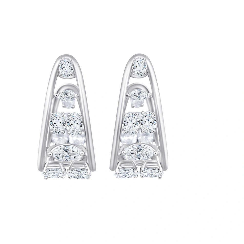 Mixed Cut Tapered Hoop Earrings