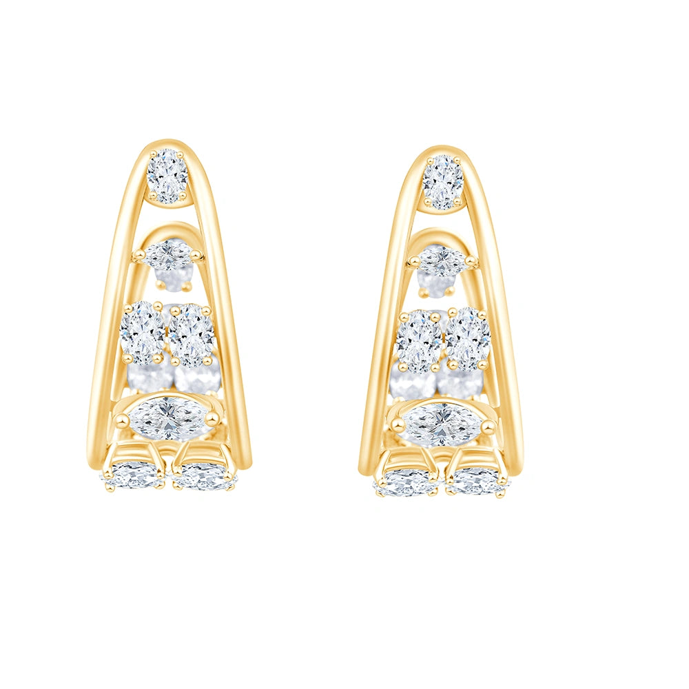 Mixed Cut Tapered Hoop Earrings