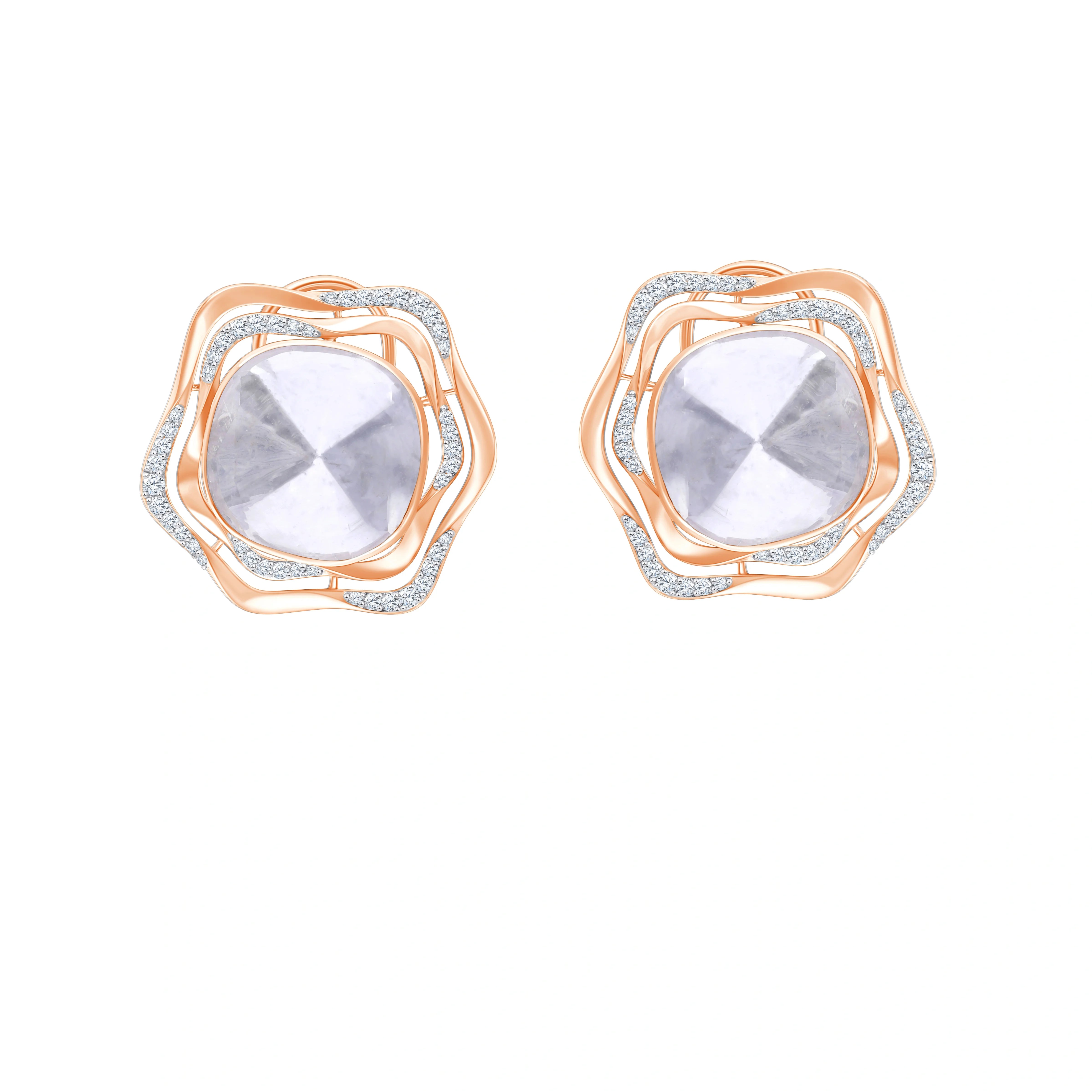 Polki Dual Arc Stud Earrings