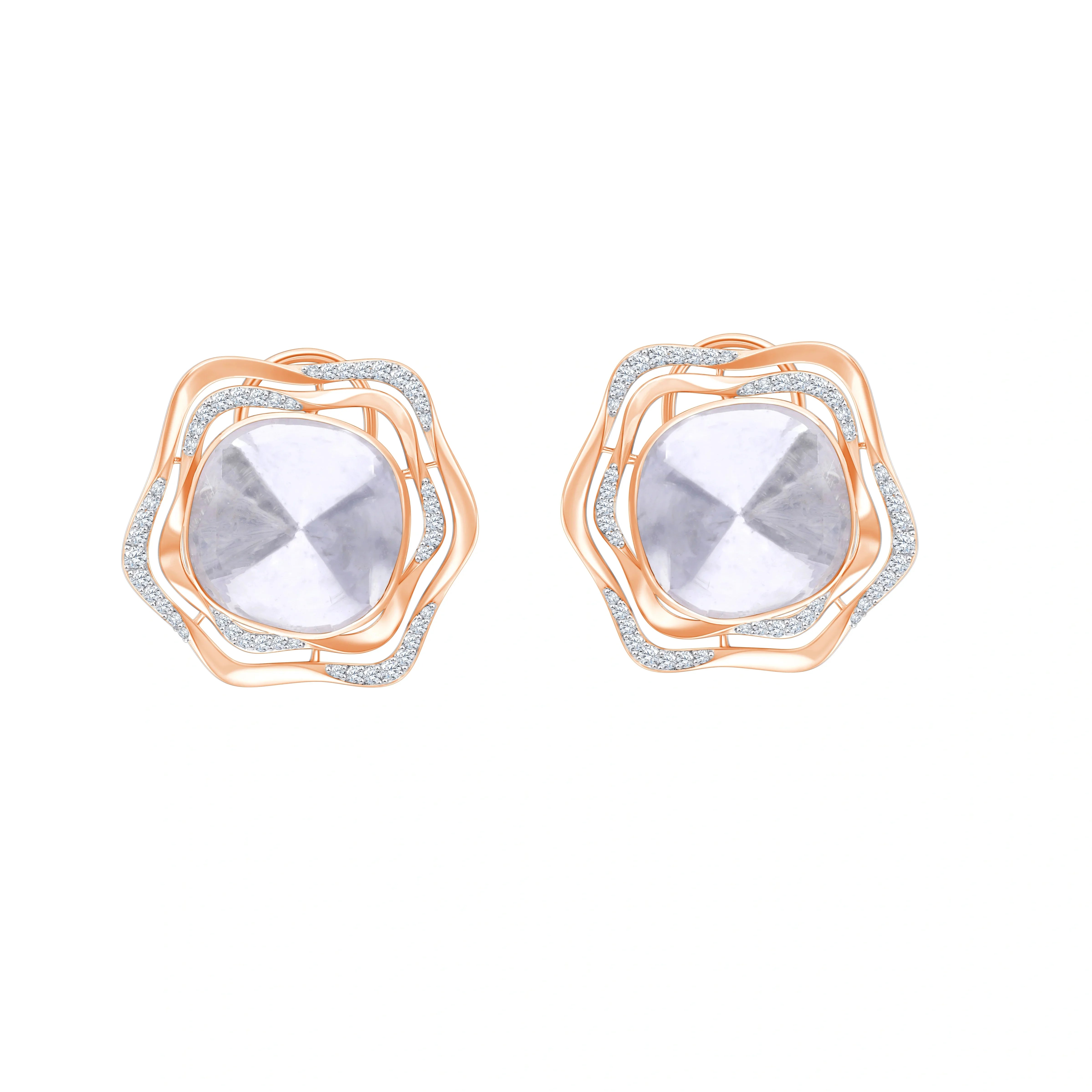 Polki Dual Arc Stud Earrings