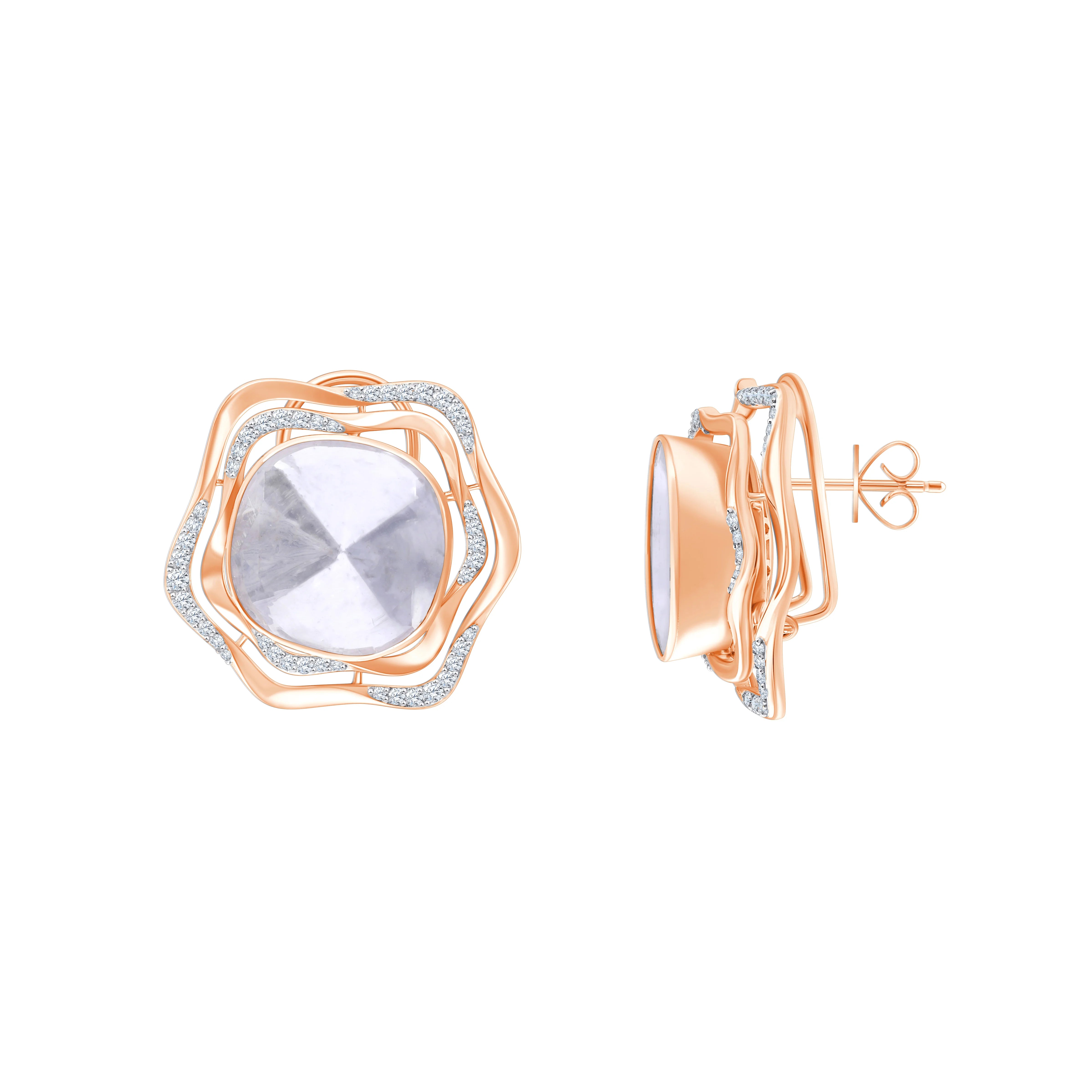 Polki Dual Arc Stud Earrings