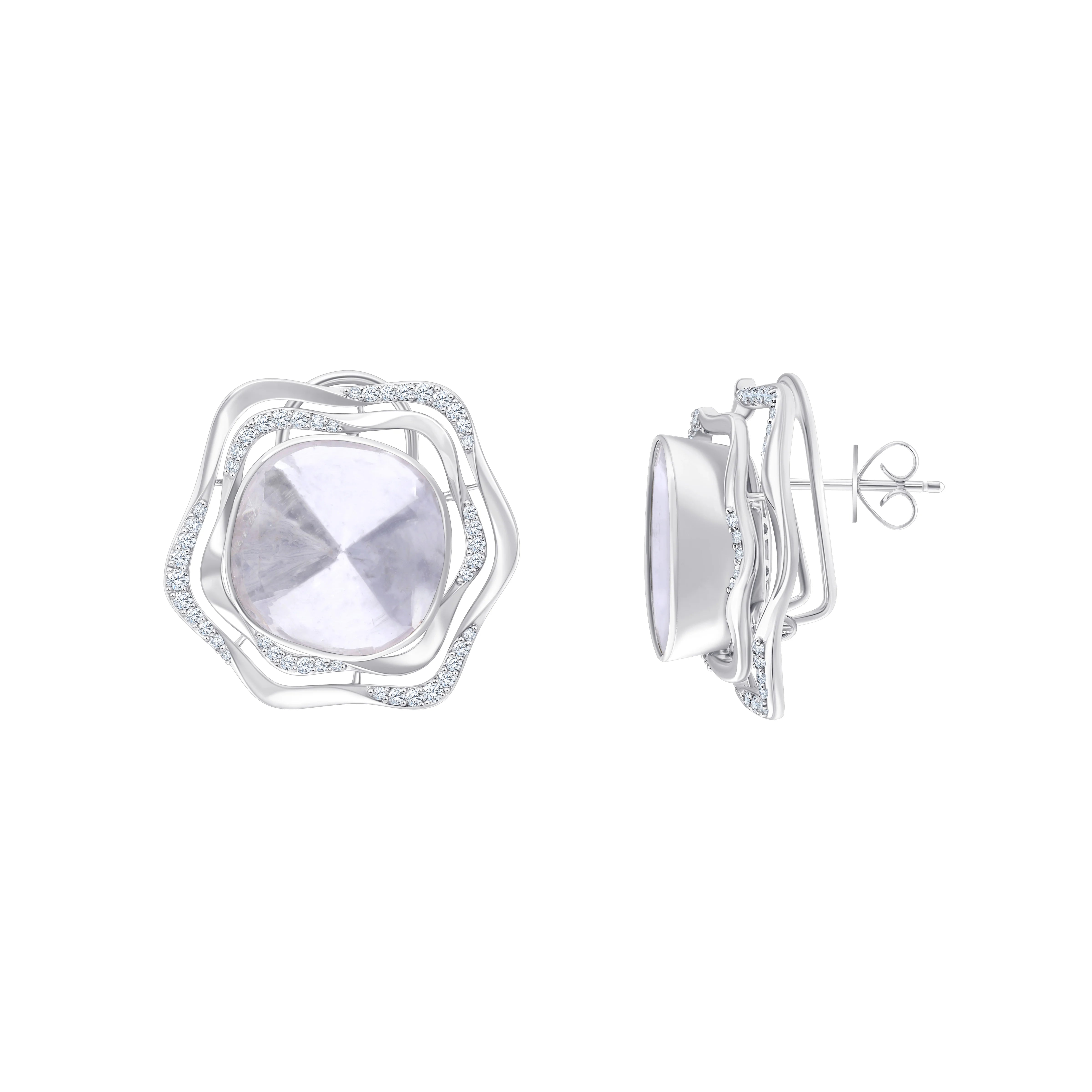 Polki Dual Arc Stud Earrings