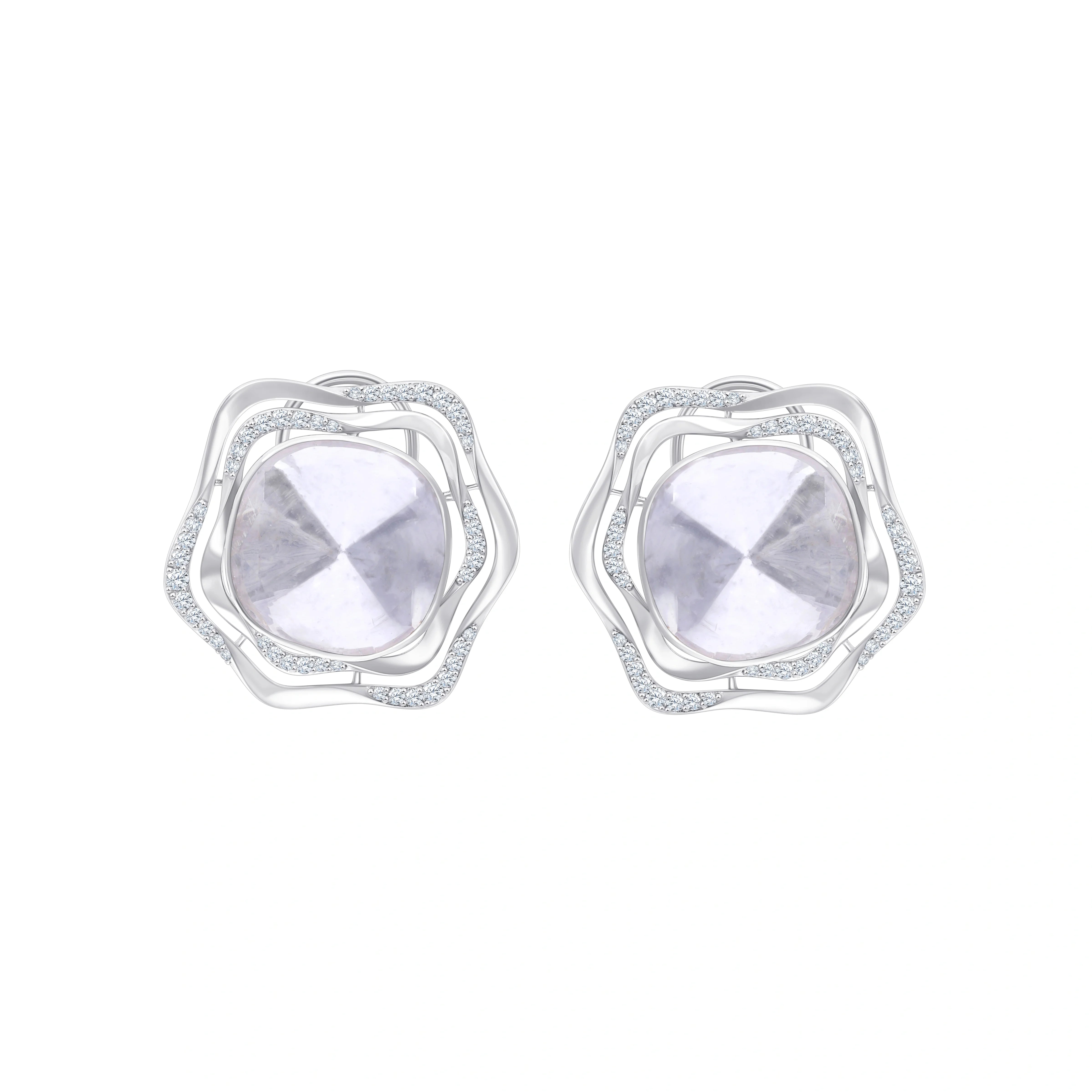 Polki Dual Arc Stud Earrings