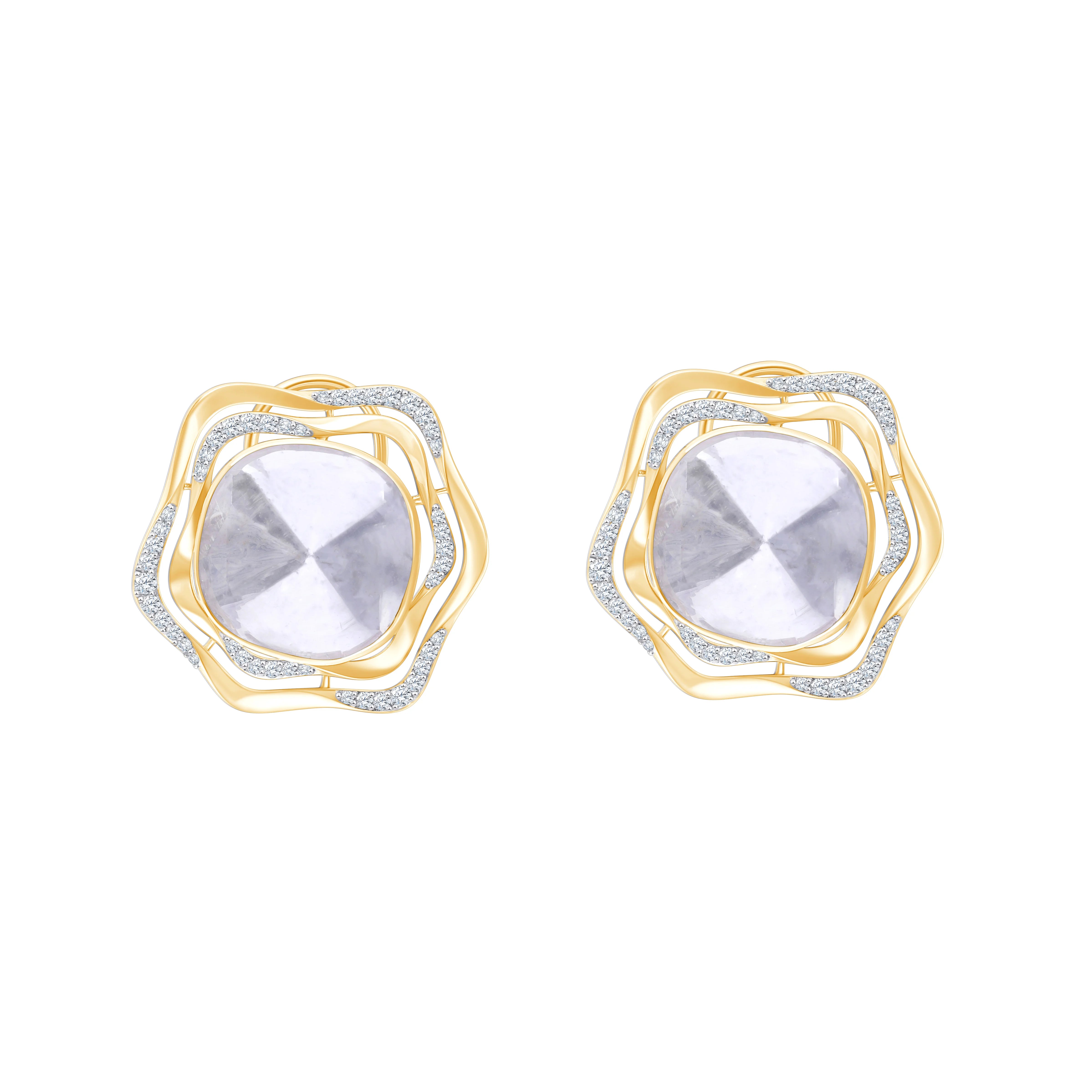 Polki Dual Arc Stud Earrings
