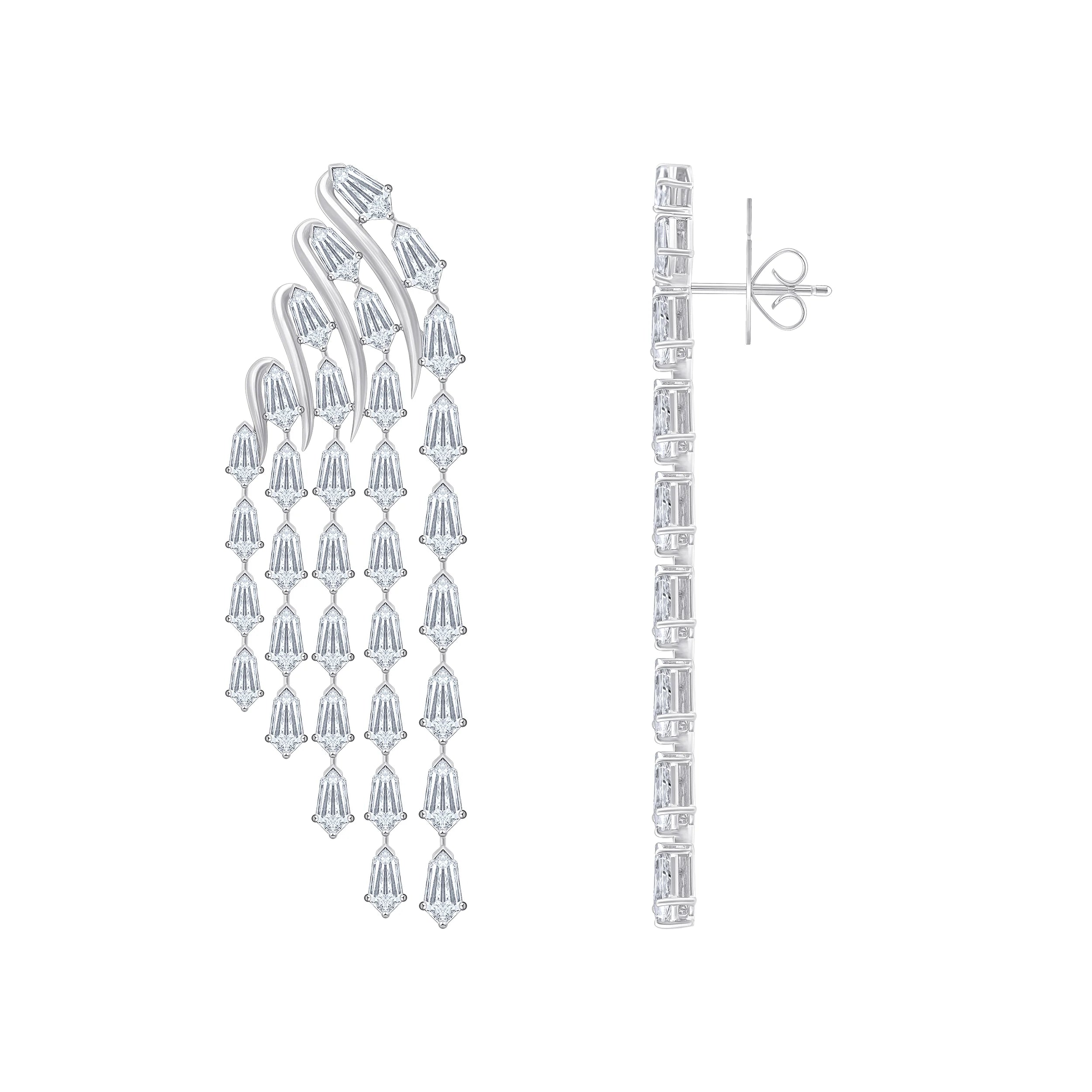 Shield Cut Cascading Drop Earrings