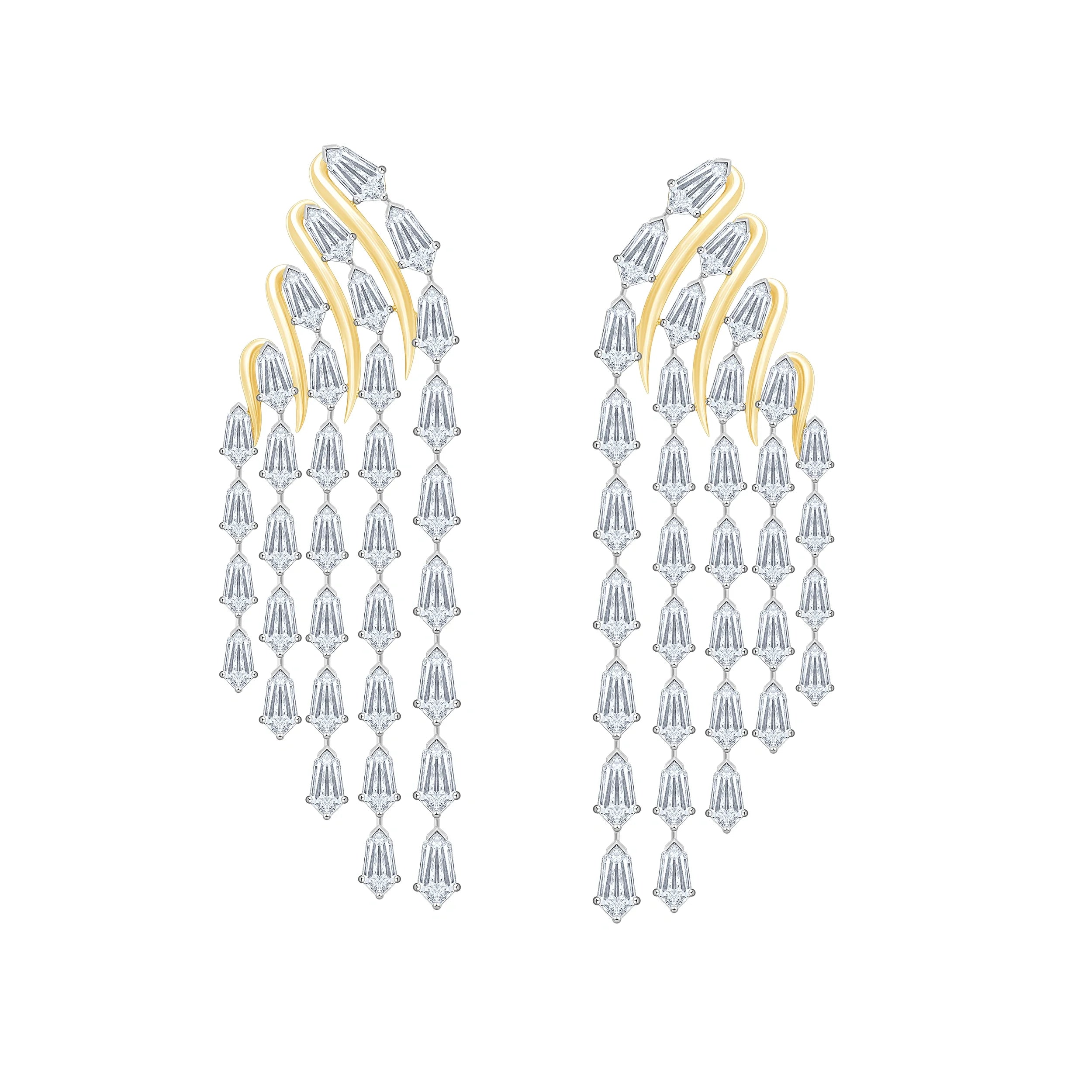 Shield Cut Cascading Drop Earrings