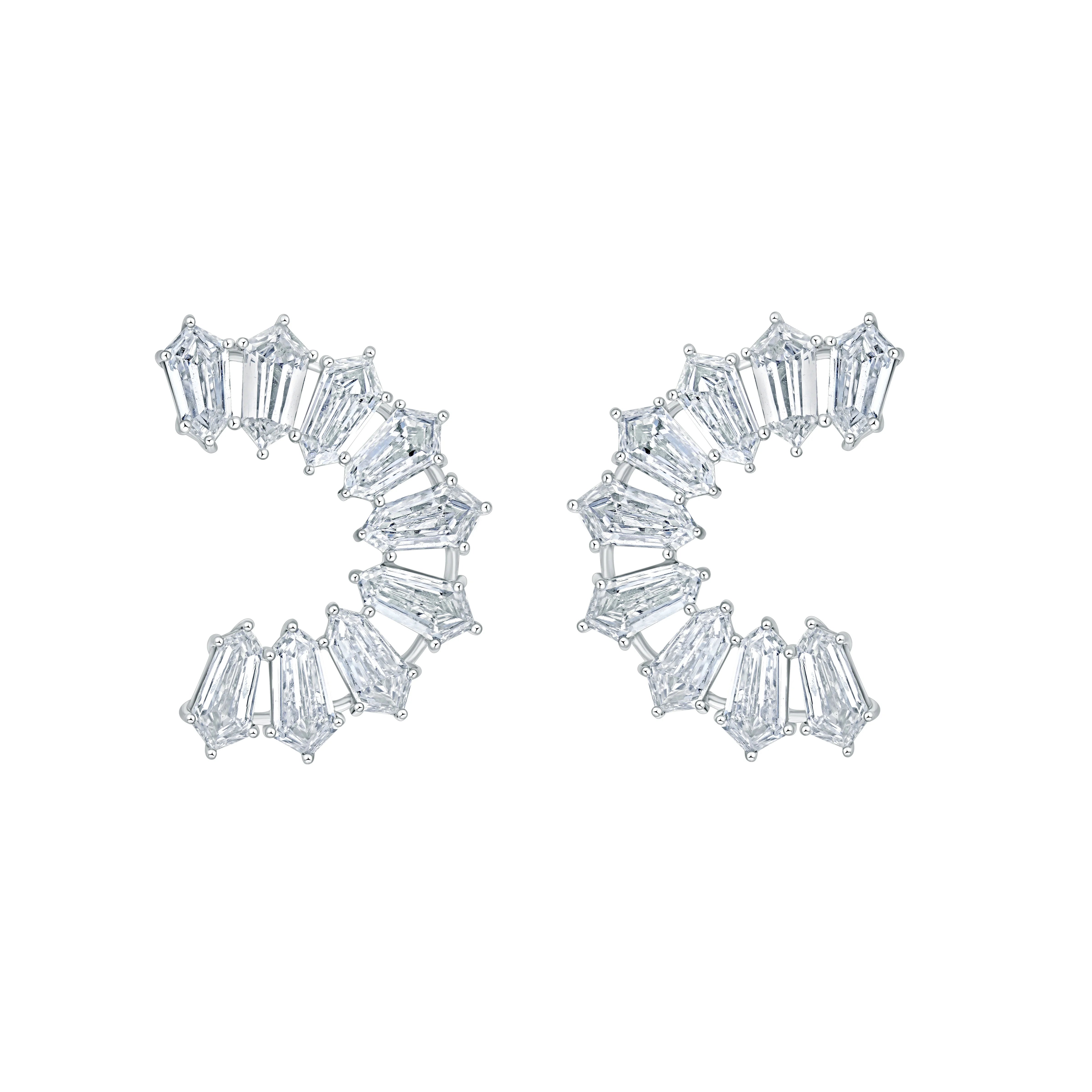 Shield Cut Curved Line Stud Earrings