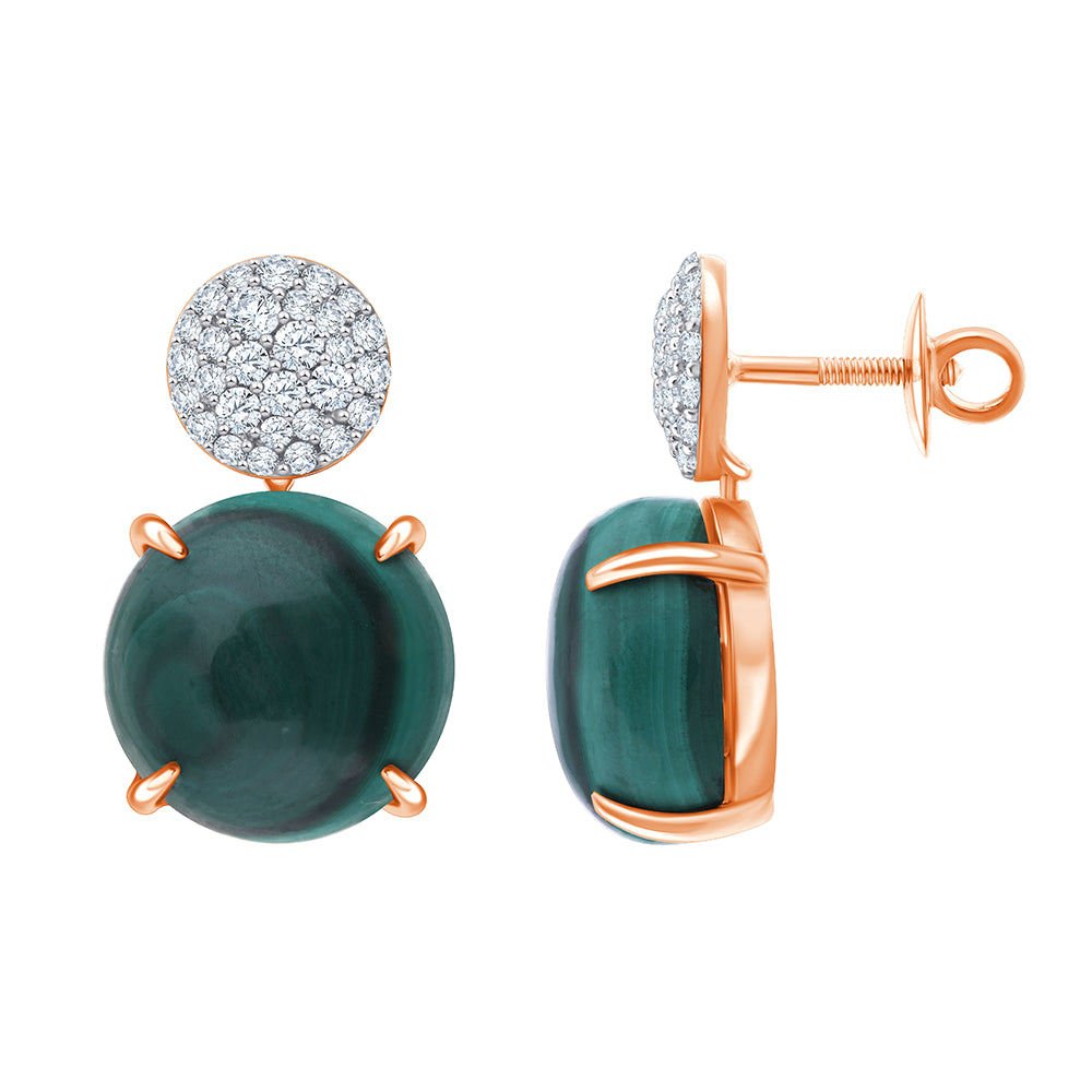 Round Malachite Drop Earrings