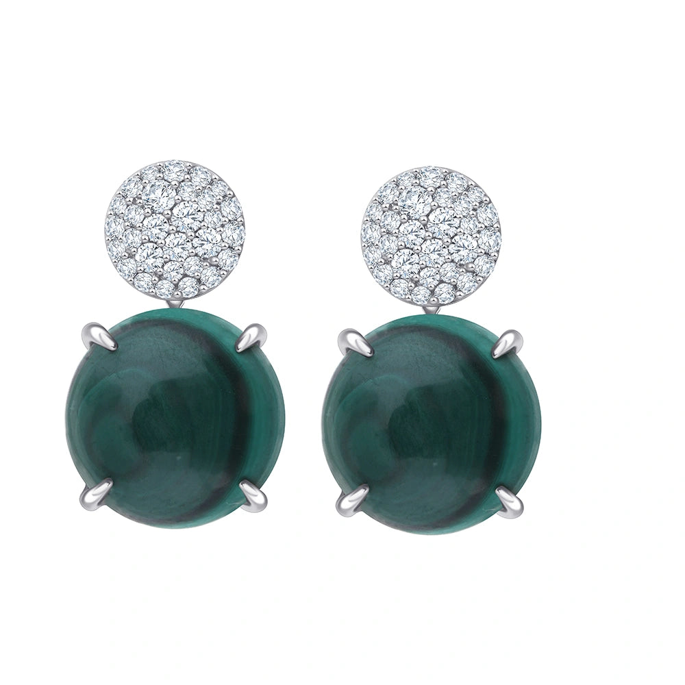 Round Malachite Drop Earrings
