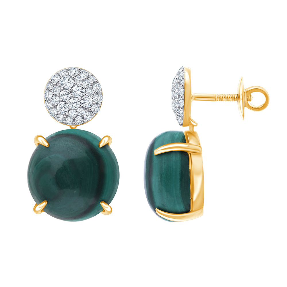 Round Malachite Drop Earrings