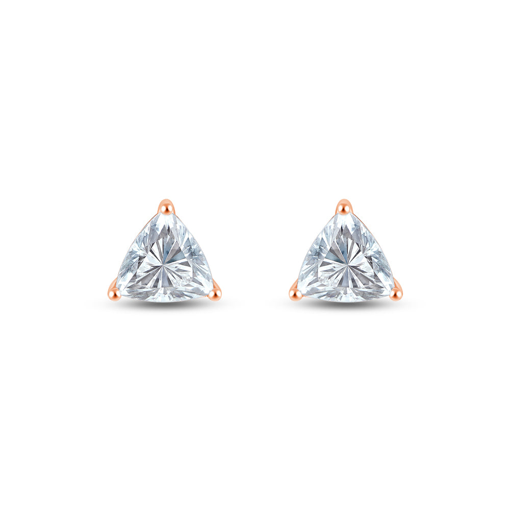 1 Carat Trillion Cut Solitaire Stud Earrings