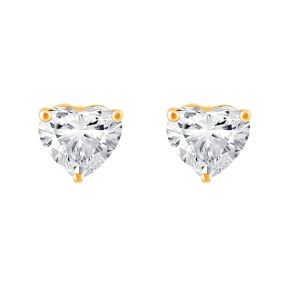 Heart Cut Solitaire Stud Earrings