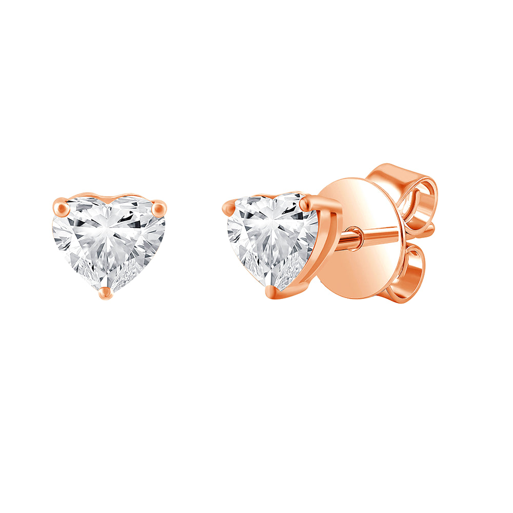 Heart Cut Solitaire Stud Earrings