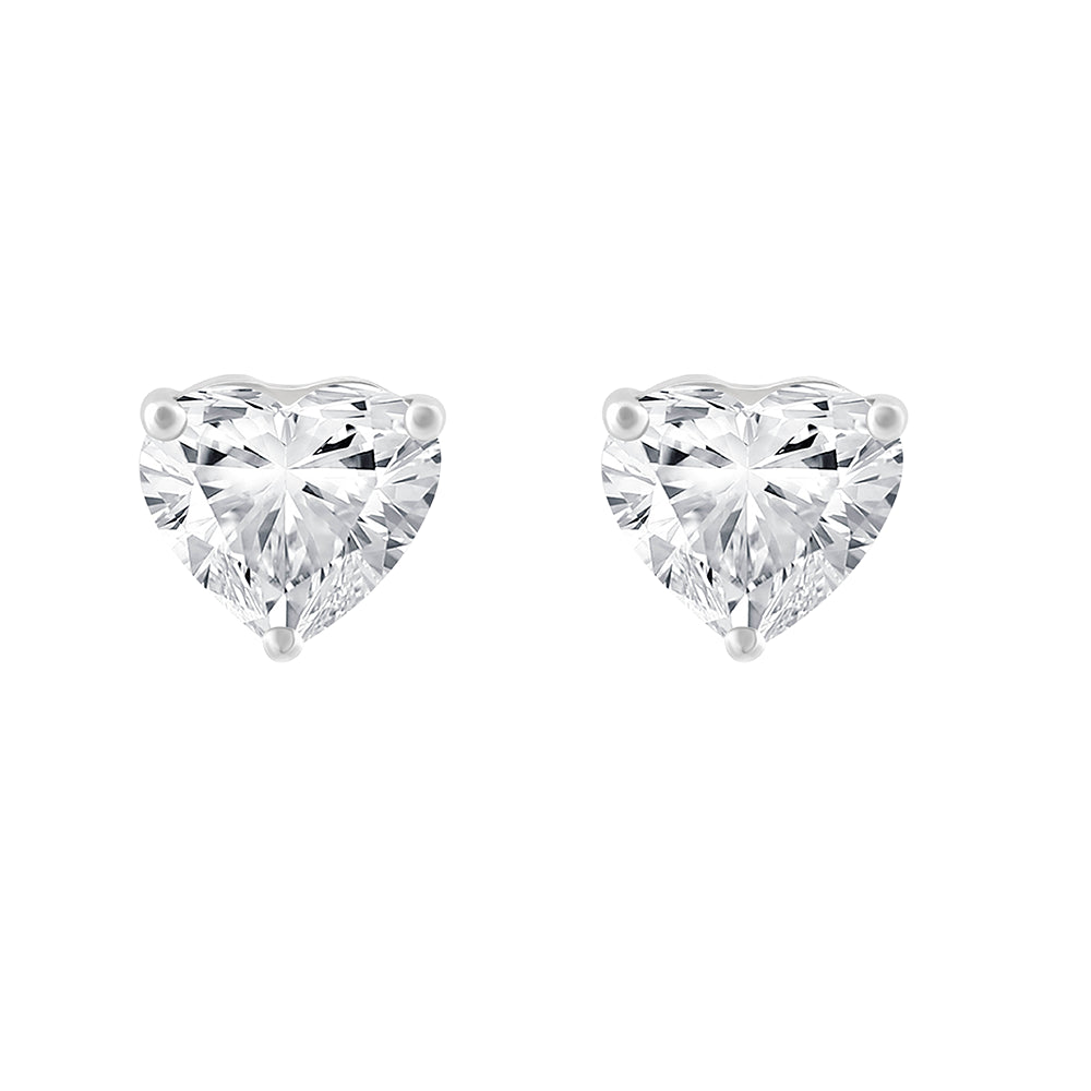 Heart Cut Solitaire Stud Earrings