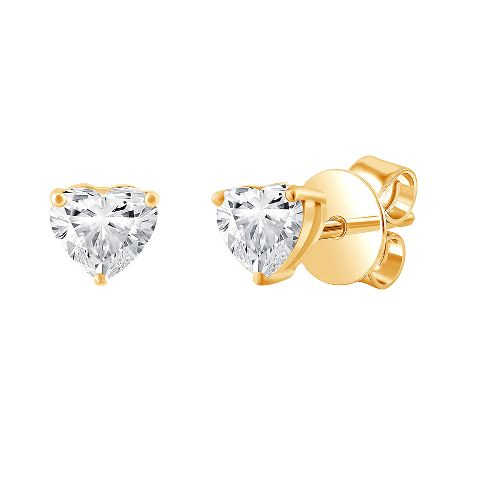 Heart Cut Solitaire Stud Earrings