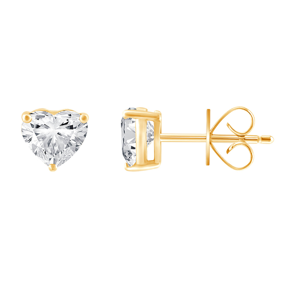 Heart Cut Solitaire Stud Earrings