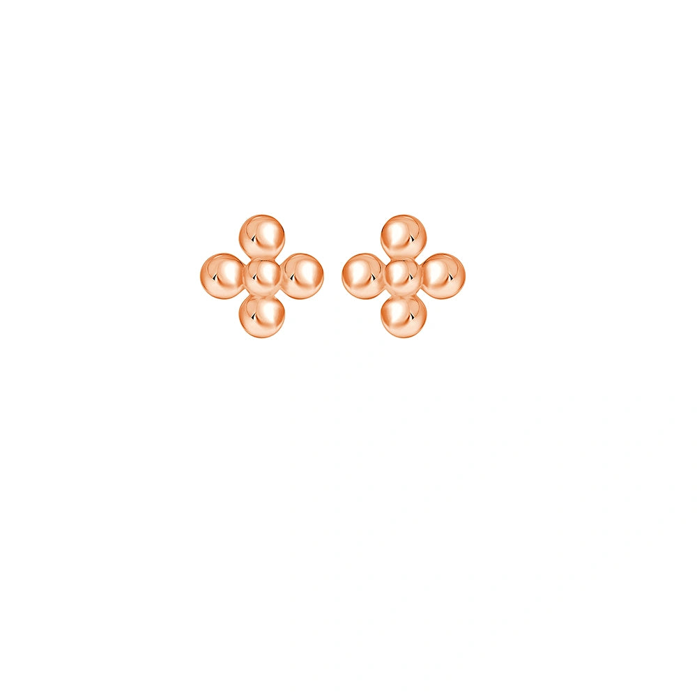 Plain Ball Floral Flatback Stud Earrings