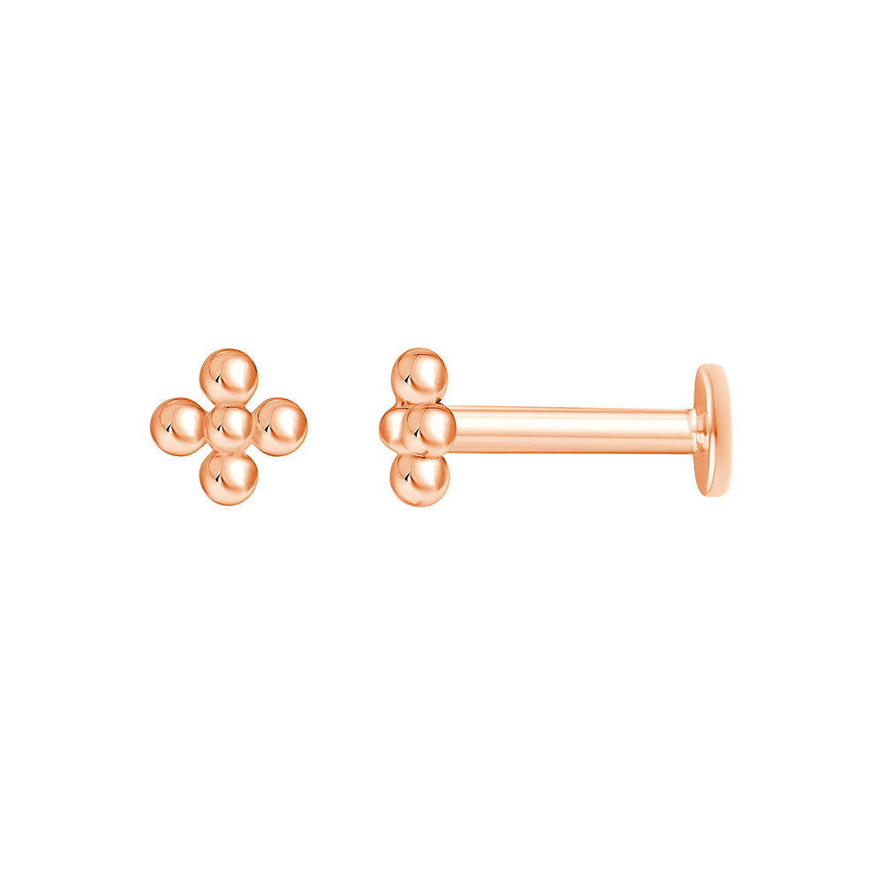 Plain Ball Floral Flatback Stud Earrings