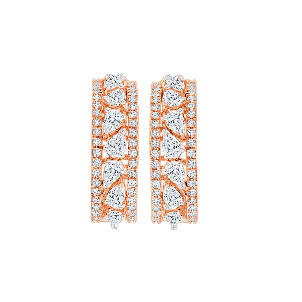 Pear Brilliant Cut Line Hoop Earrings