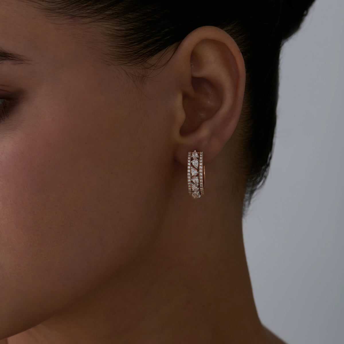 Pear Brilliant Cut Line Hoop Earrings