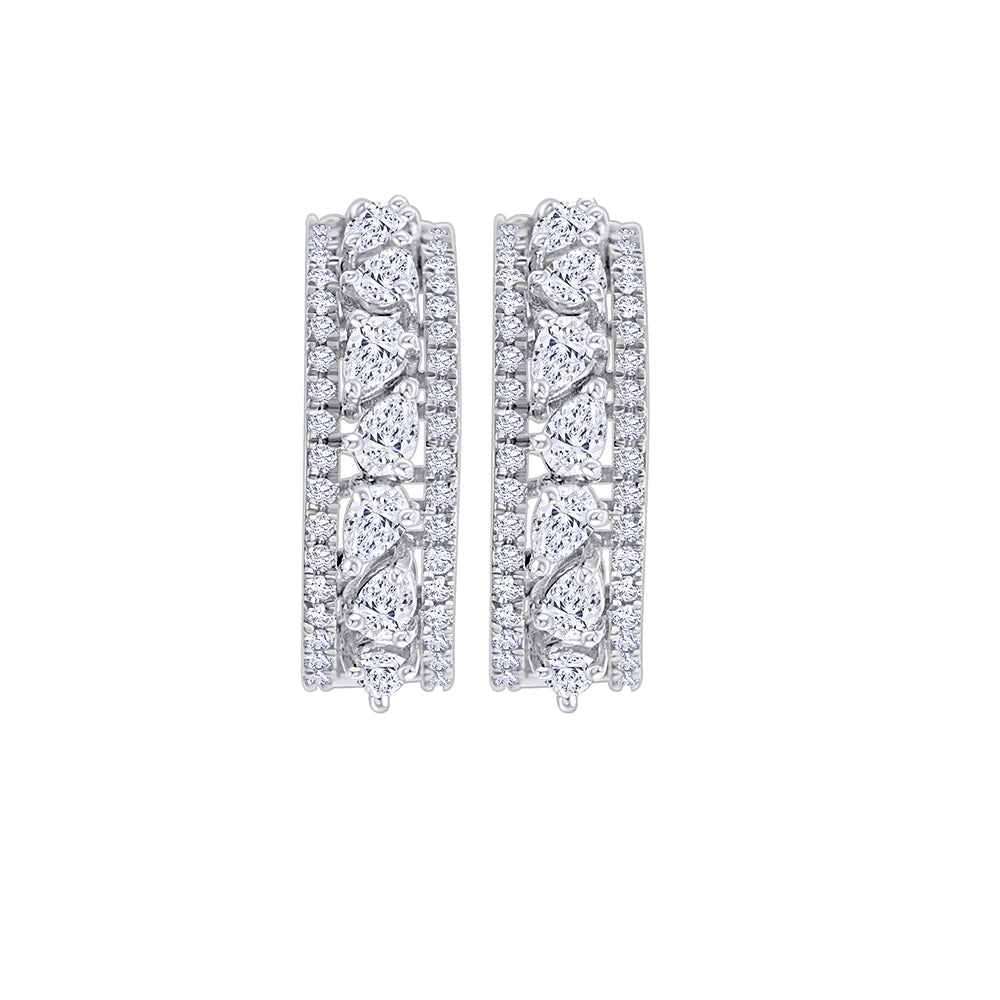 Pear Brilliant Cut Line Hoop Earrings