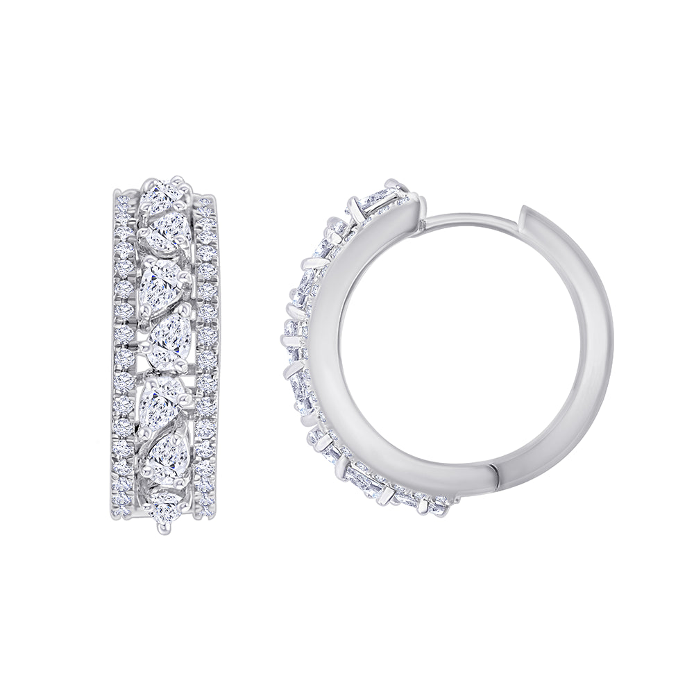 Pear Brilliant Cut Line Hoop Earrings