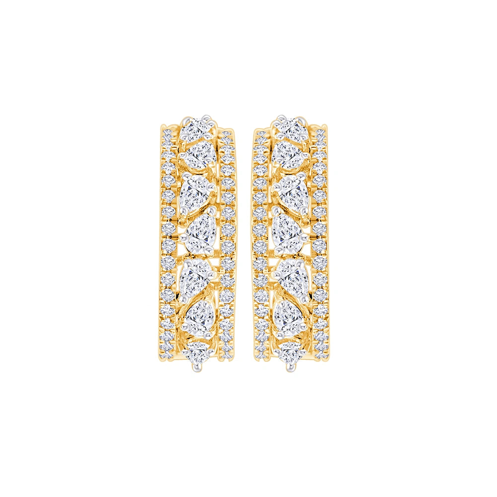 Pear Brilliant Cut Line Hoop Earrings