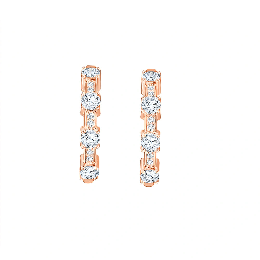 Brilliant Cut Station Hoop Earrings