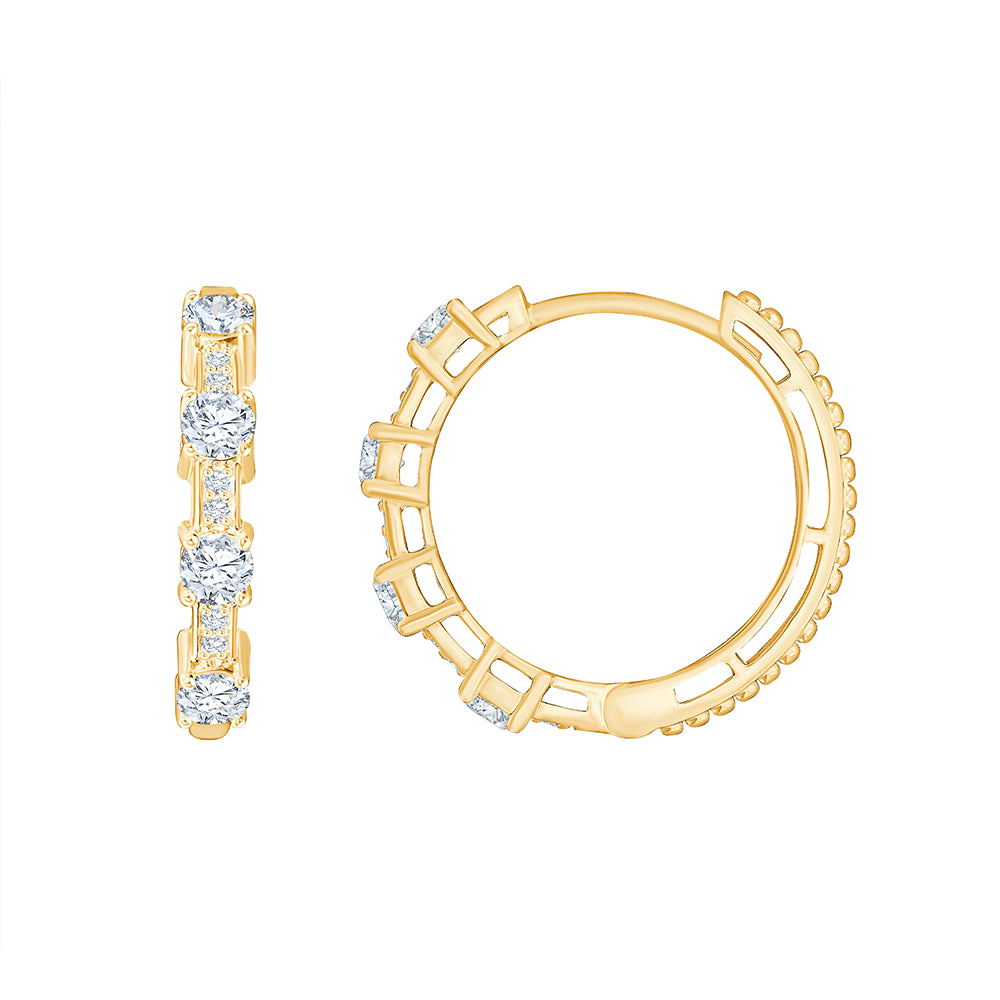 Brilliant Cut Station Hoop Earrings