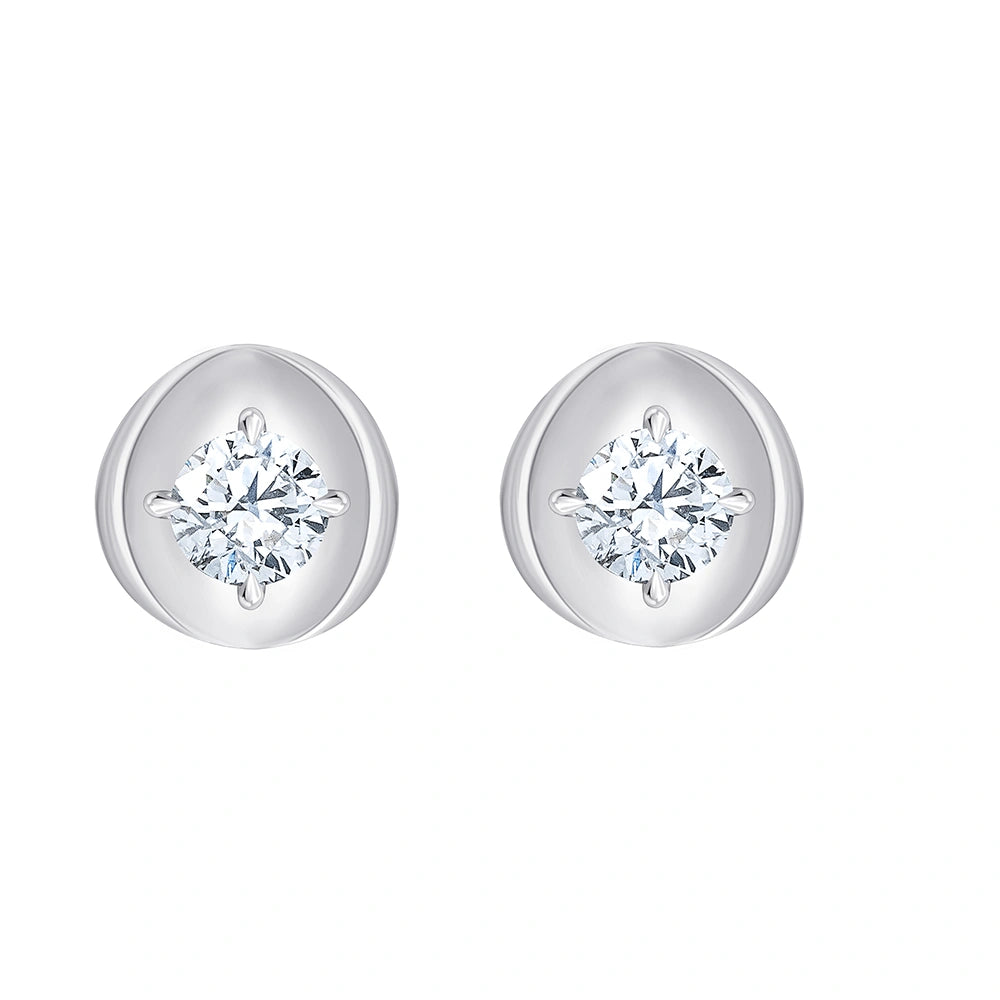 Brilliant Cut Solitaire Disc Stud Earrings
