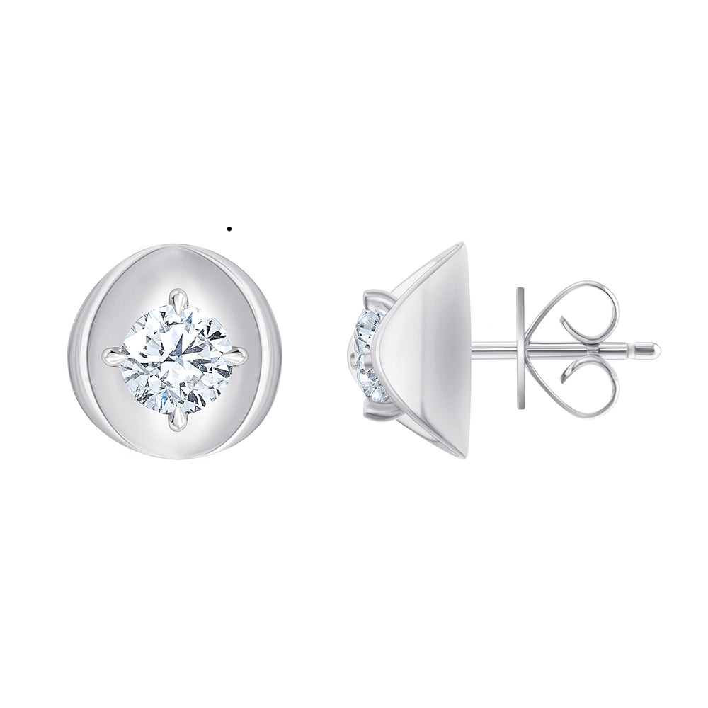 Brilliant Cut Solitaire Disc Stud Earrings