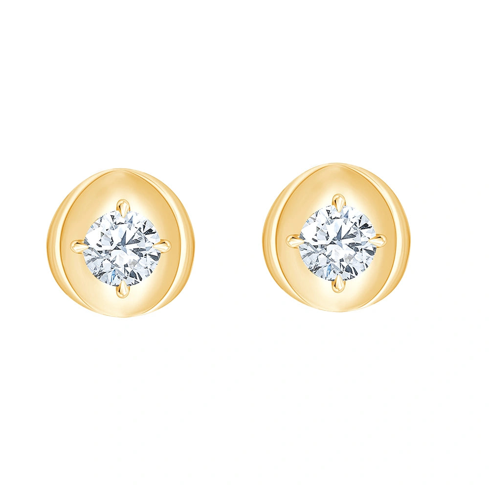 Brilliant Cut Solitaire Disc Stud Earrings