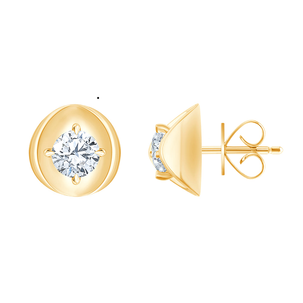 Brilliant Cut Solitaire Disc Stud Earrings