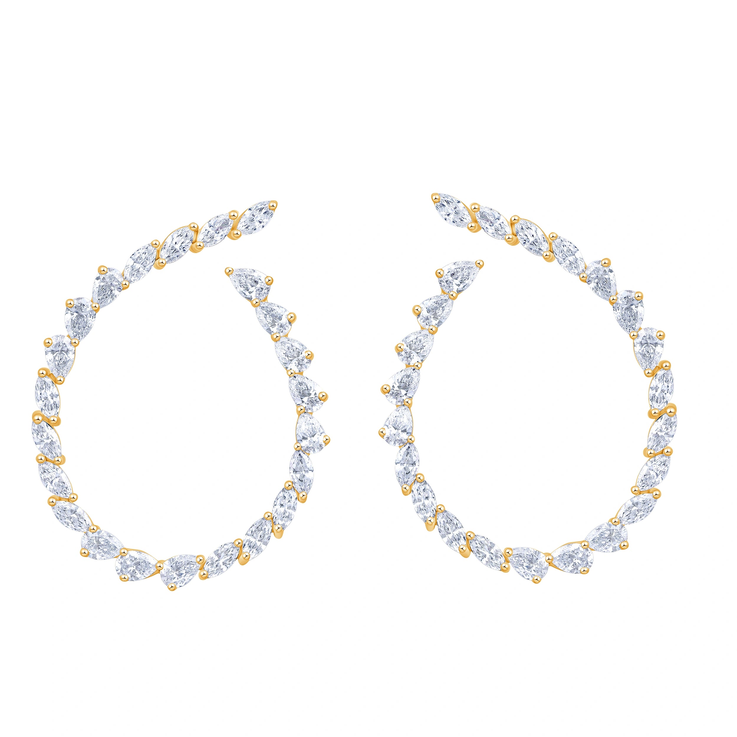 Pear Marquise Cut Open Circle Climber Earrings