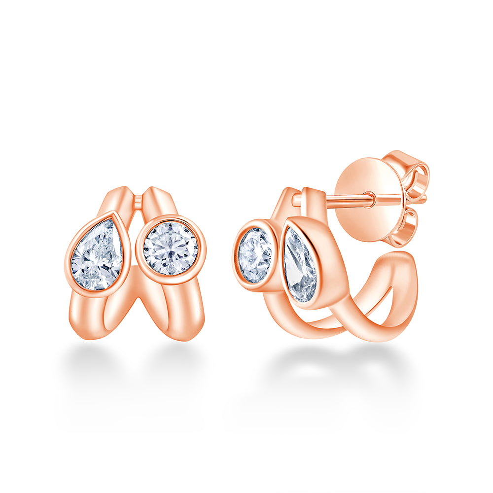 Pear Brilliant Cut Duo Hoop Earrings