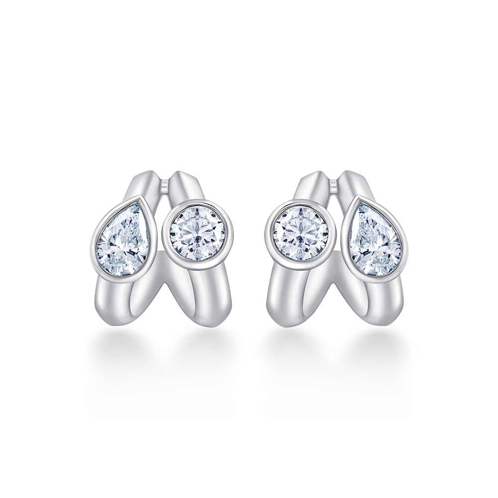 Pear Brilliant Cut Duo Hoop Earrings
