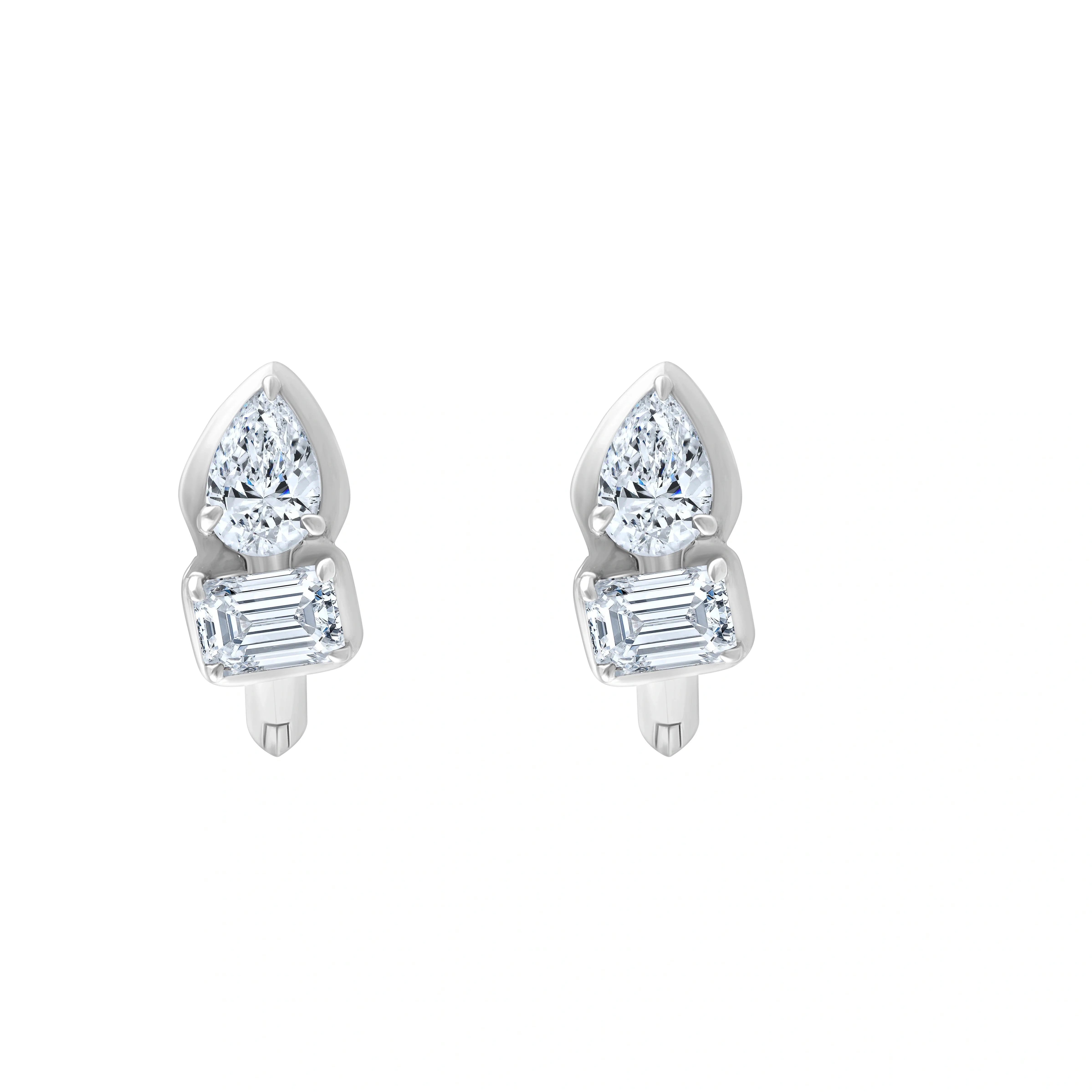 Pear Emerald Cut Hoop Earrings
